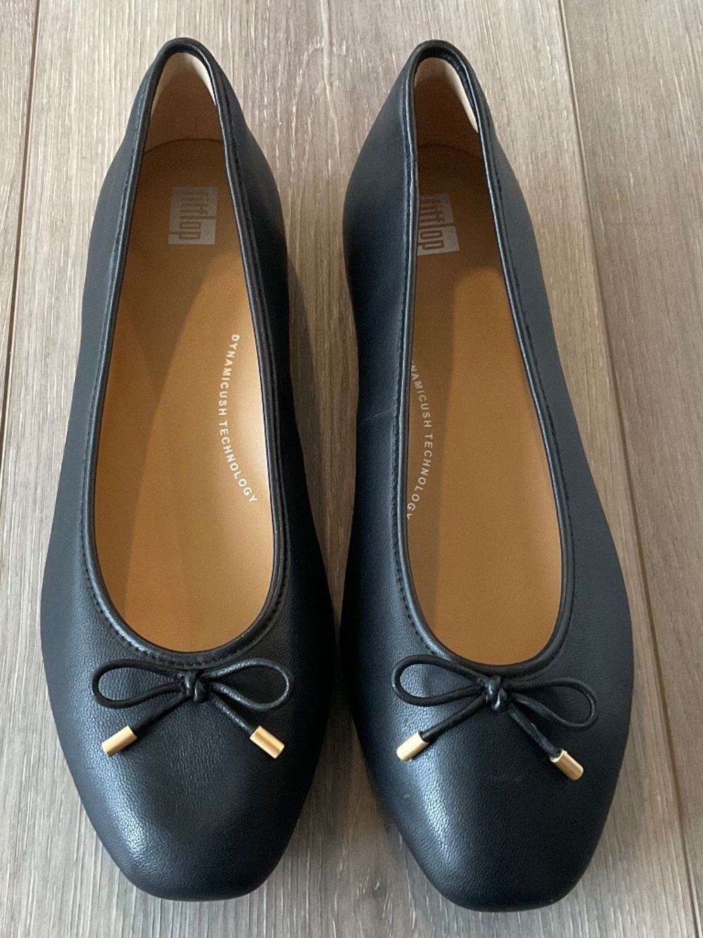 FITFLOP Delicato Ballet Flat in Black Leather Size 10 NEW